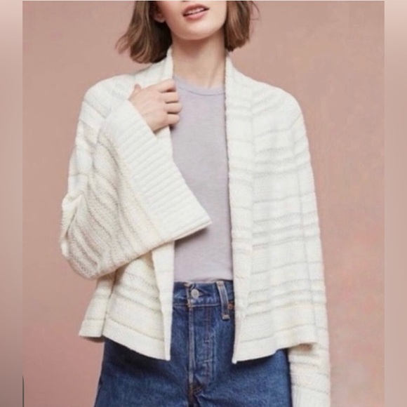Moth Sweaters - Anthropologie Moth Mahalia Bell Sleeve Cardigan Open Front Sweater Cream